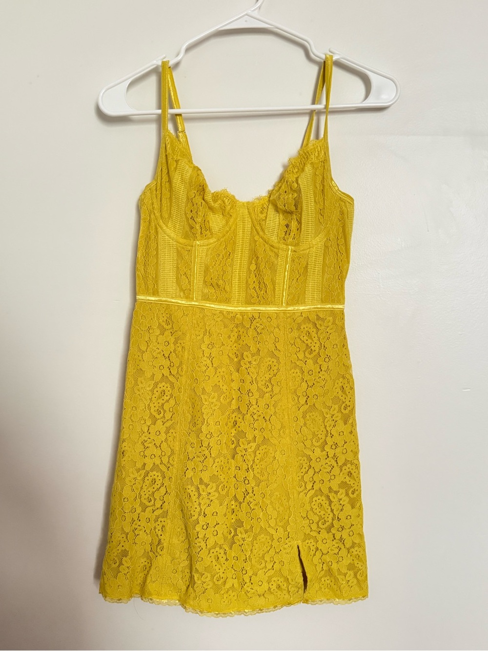 NWT Urban Outfitters in Rosie Saint Laurent style yellow lace corset dress